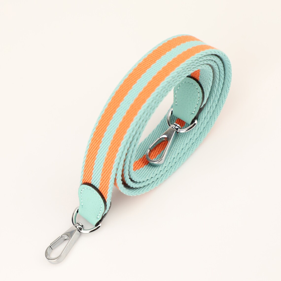 Bleu Saint Cyr & Orange Striped Bag Strap: Clemence Leather, Crossbody Style