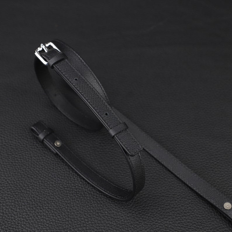 Hermès Style Epsom Leather Adjustable Bandoulière (15mm Ultra-Slim): Compatible Crossbody Strap for Mini Bags & Pochette