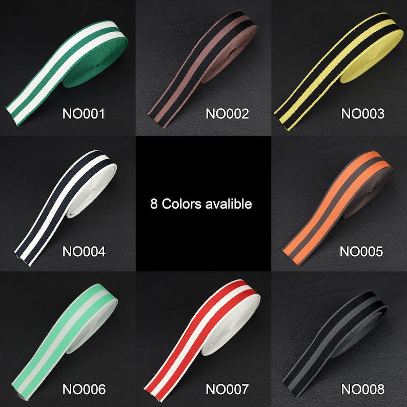 50mm Striped Canvas Bag Strap: Adjustable Length, 8 Colors