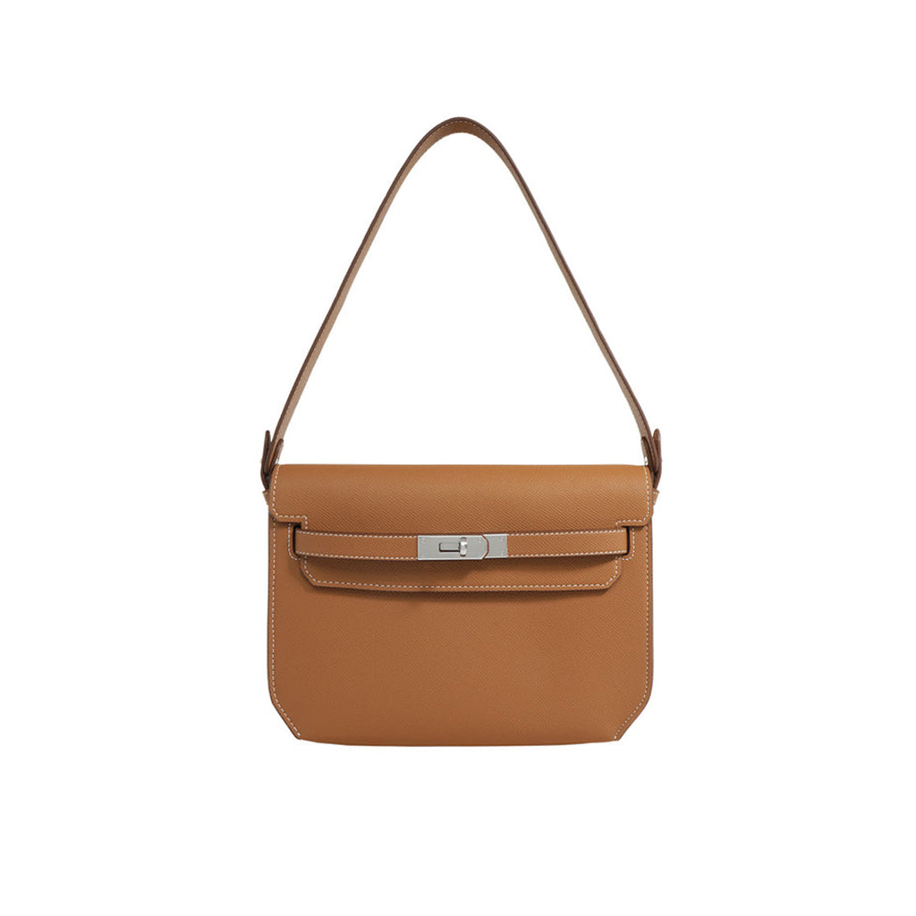 Inspired Kelly Depeches 25 Pouch | Leather Designer Bag in Brown - Wirkin™