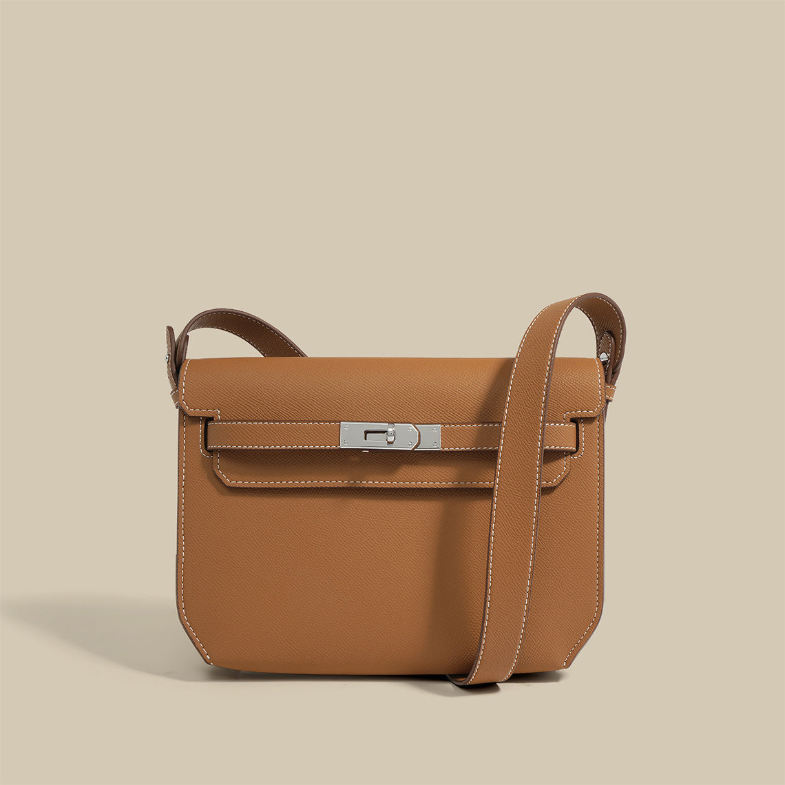 Gold Brown Leather Kelly Depeche Pouch Replica | Luxury Designer Bags - Wirkin™