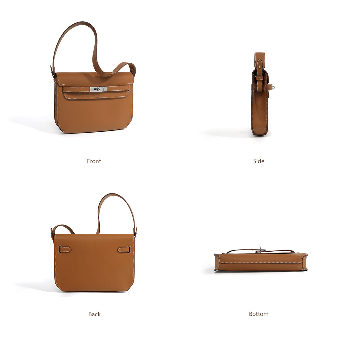 Gold Brown Leather Kelly Depeche Pouch Replica | Luxury Designer Bags - Wirkin™