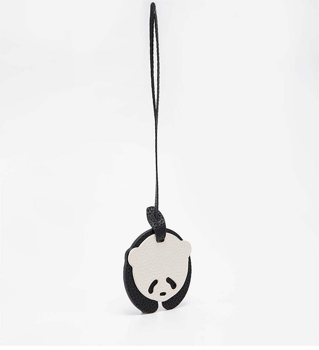 Panda Pendant Cute Cartoon Plush Toy Car Keychain Leather Car Hanging Bag Decoration