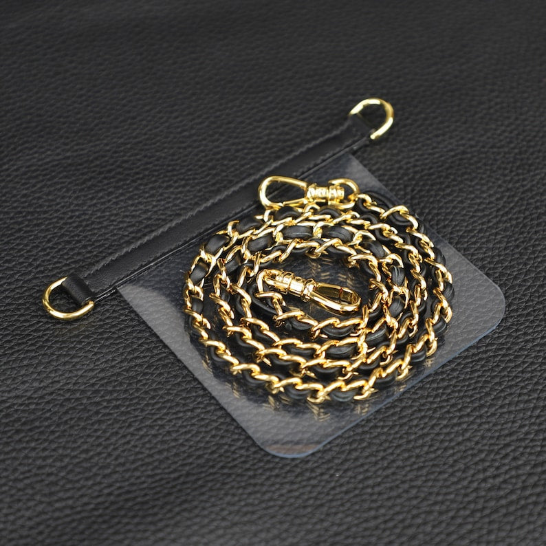 Leather Chain Wallet Strap: Transparent Silicone Insert