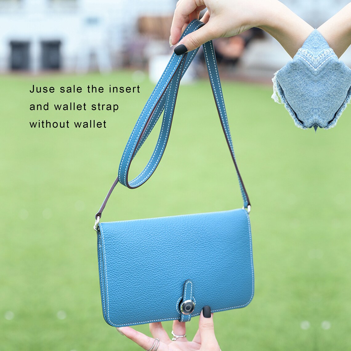 Togo Leather Wallet Insert with Strap for Dogon/Kelly/Constance Long Wallet