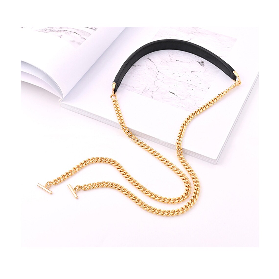 Swift Leather Wallet Insert with Chain Shoulder Strap