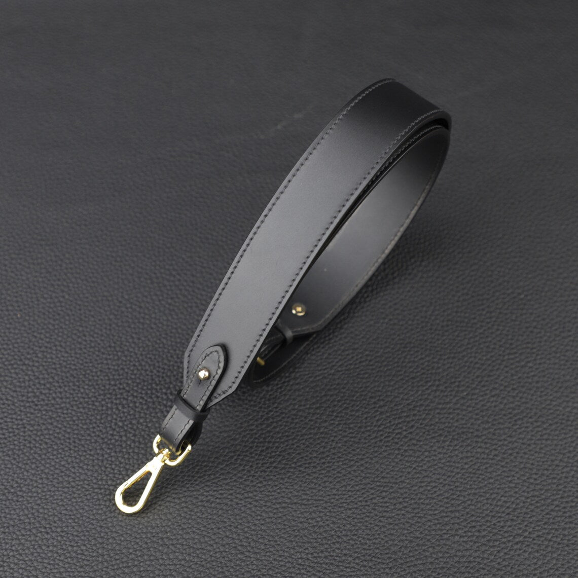 Hermès Style Black Swift Leather Bandoulière (30mm Wide): Detachable Shoulder/Crossbody Strap Compatible with Luxury Bags