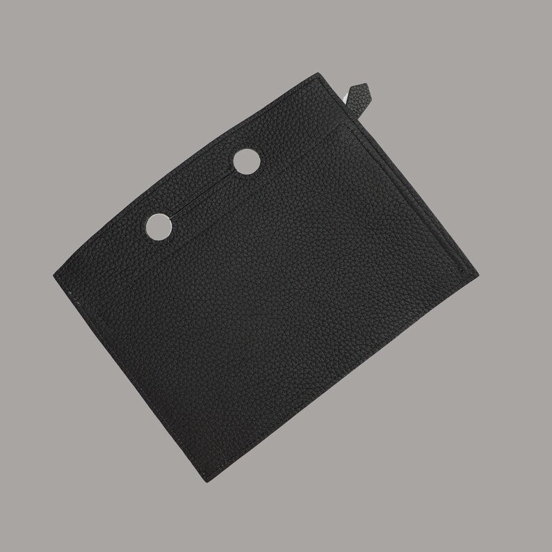 Black Togo Leather Backpocket Pouch with Gold Hardware for Birkin Bag