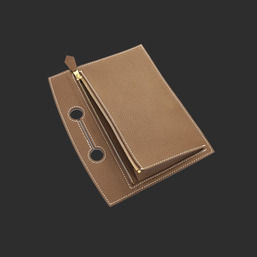 Black Togo Leather Backpocket Pouch with Gold Hardware for Birkin Bag