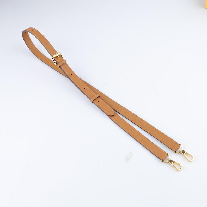 1.5cm Width Black Saffiano Leather Bag Shoulder Strap,Caramel Saffiano leather Adjustable bag strap