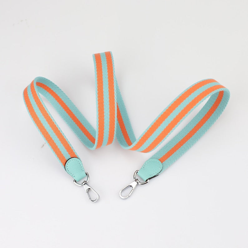 Bleu Saint Cyr & Orange Striped Bag Strap: Clemence Leather, Crossbody Style