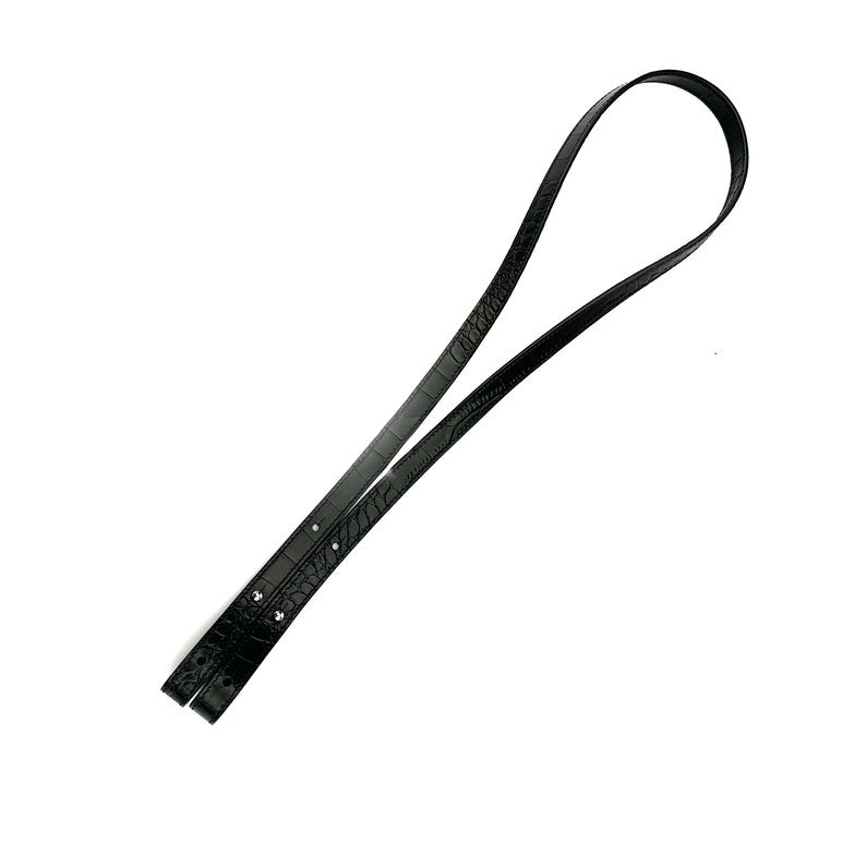 Hermès Style Black Crocodile Grain Leather Bandoulière (15mm Slim): Luxury Crossbody/Shoulder Strap