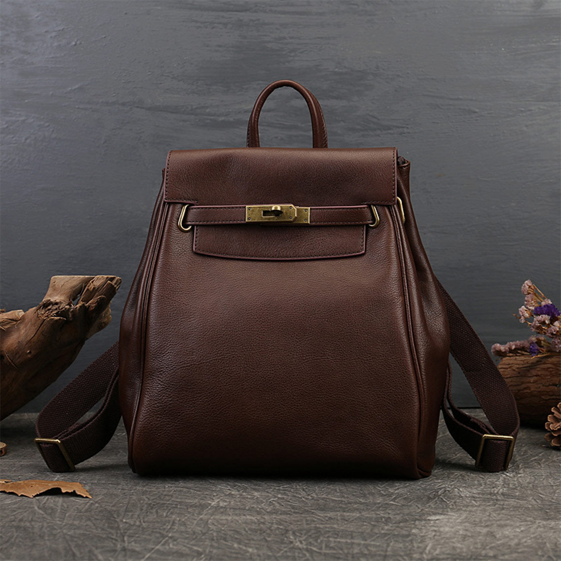 Vintage Leather Backpacks in Saddle Brown | Pebbled Genuine Leather Backpack for Women - Wirkin®