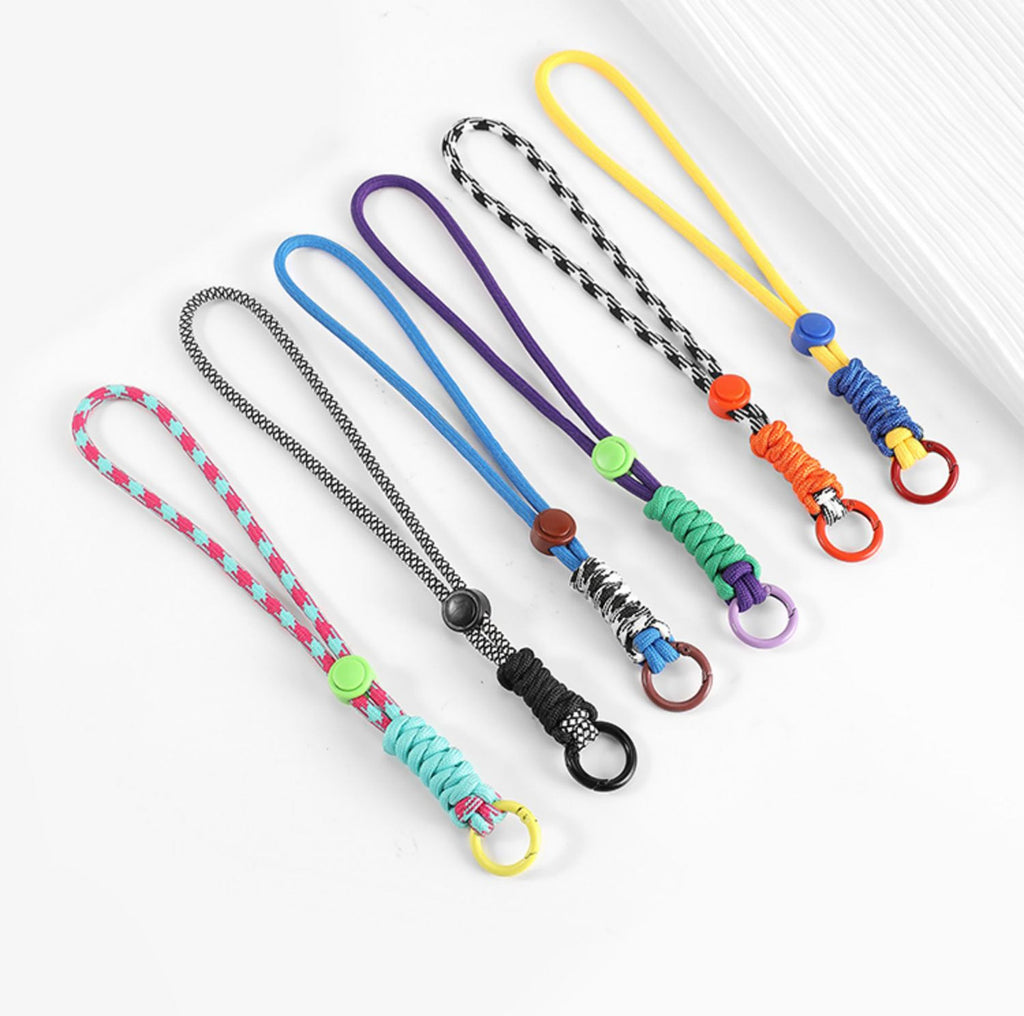 Paracord Lanyard Keychain, Cell Phone Keychain Rope Wrist Lanyards Braided Strap,Longchamp mini bag strap, hand-woven colorful rope pendant, hand strap keychain accessory.