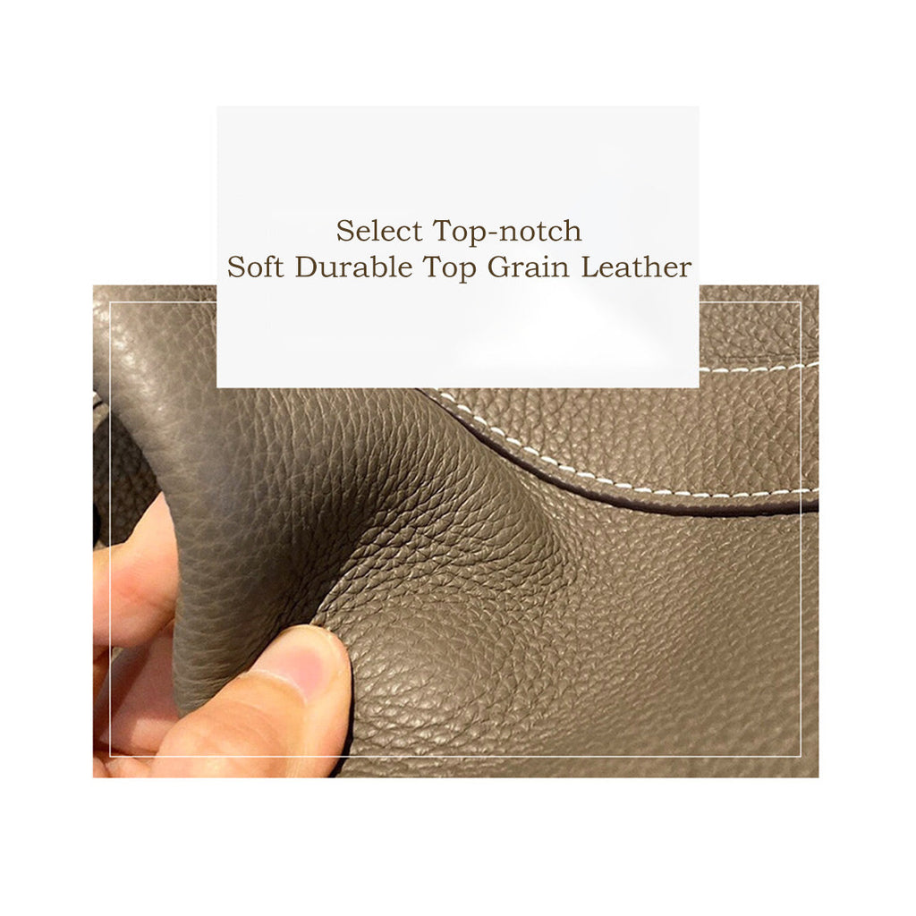 Taupe Leather Handbag | Genuine Leather Bag - Wirkin™