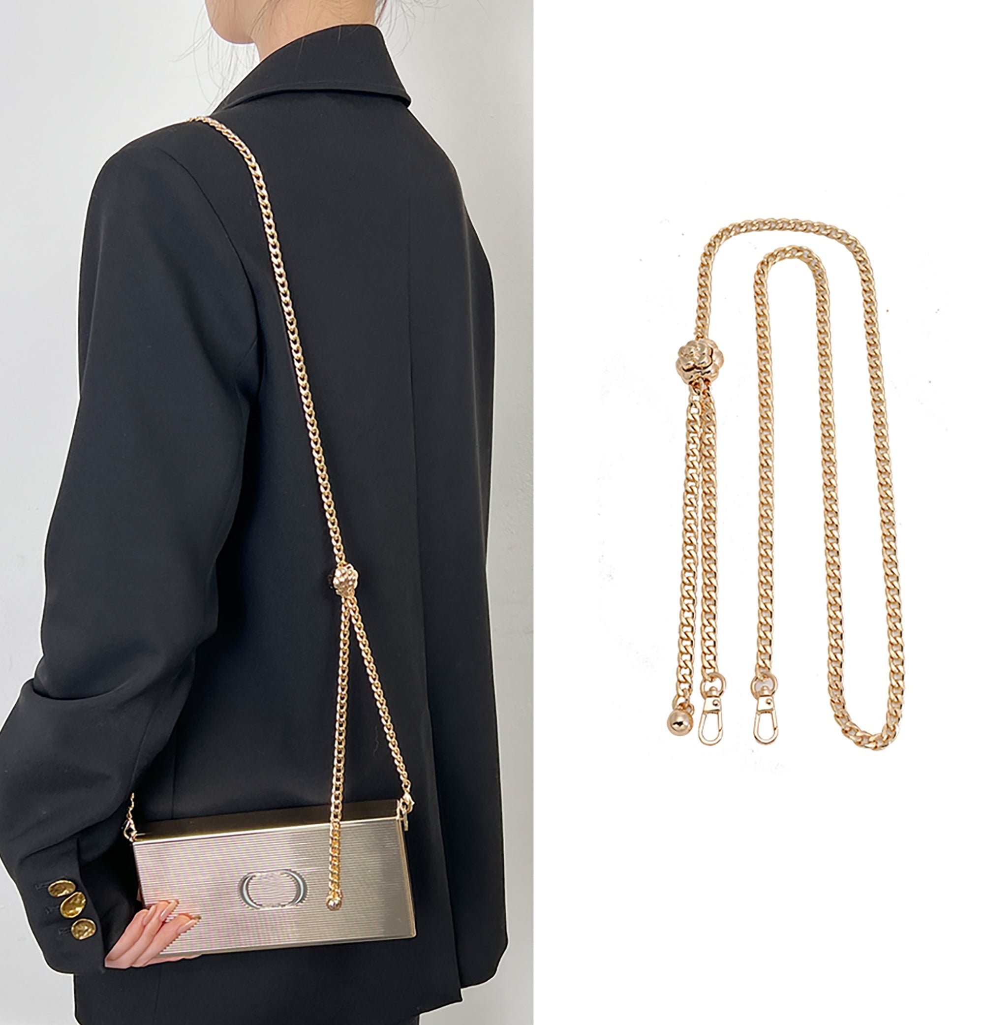 Adjustable bag chain accessory, small bag crossbody fine chain, metal bag strap shoulder strap transformation chain