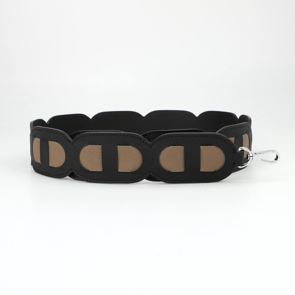 50mm width Bandouliere Maillon Chaine Shoulder strap Z engraved 2025 strap，Bandouliere petits Maillons shoulder Strap in Epsom leather