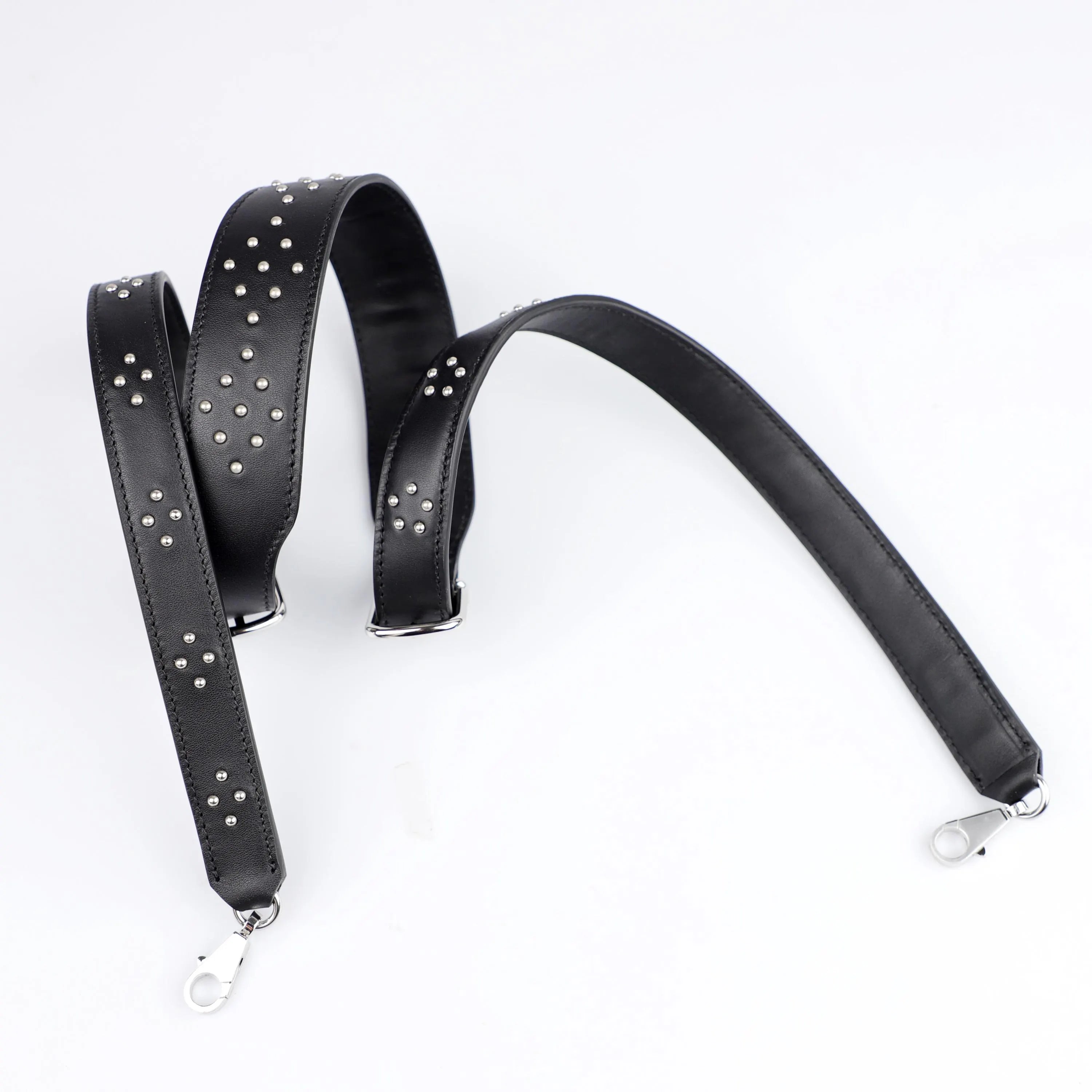 Black swift leather Carnaby Shoulder Strap Bicolor,Carnaby Bandouliere Handle for Kelly Bolide shoulder strap bag PHW