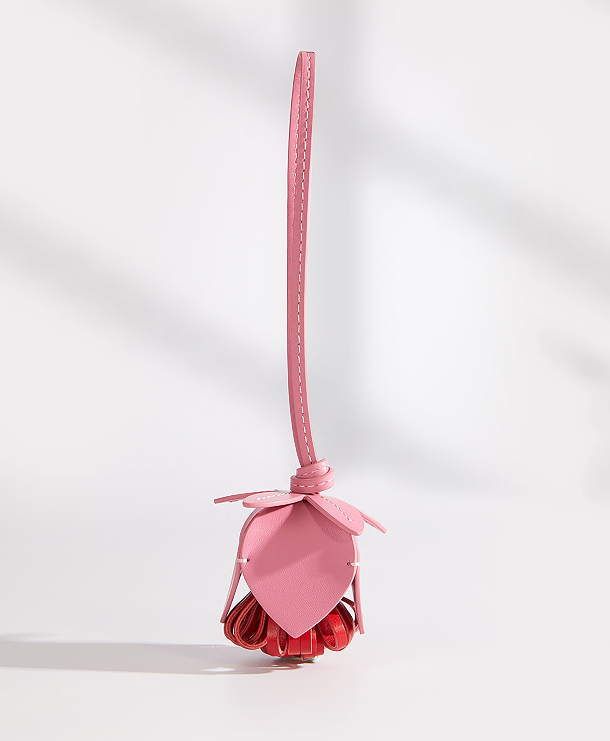 Arcadie leather handbag charm, flower style genuine leather accessory, high-end leather floral charm