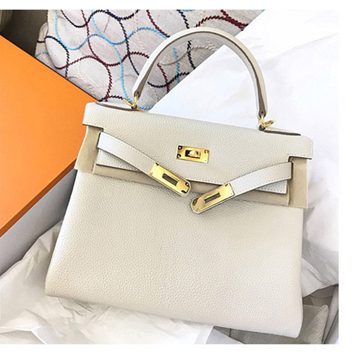 Designer Luxury Handbag | Inspired Kelly in White - Wirkin™