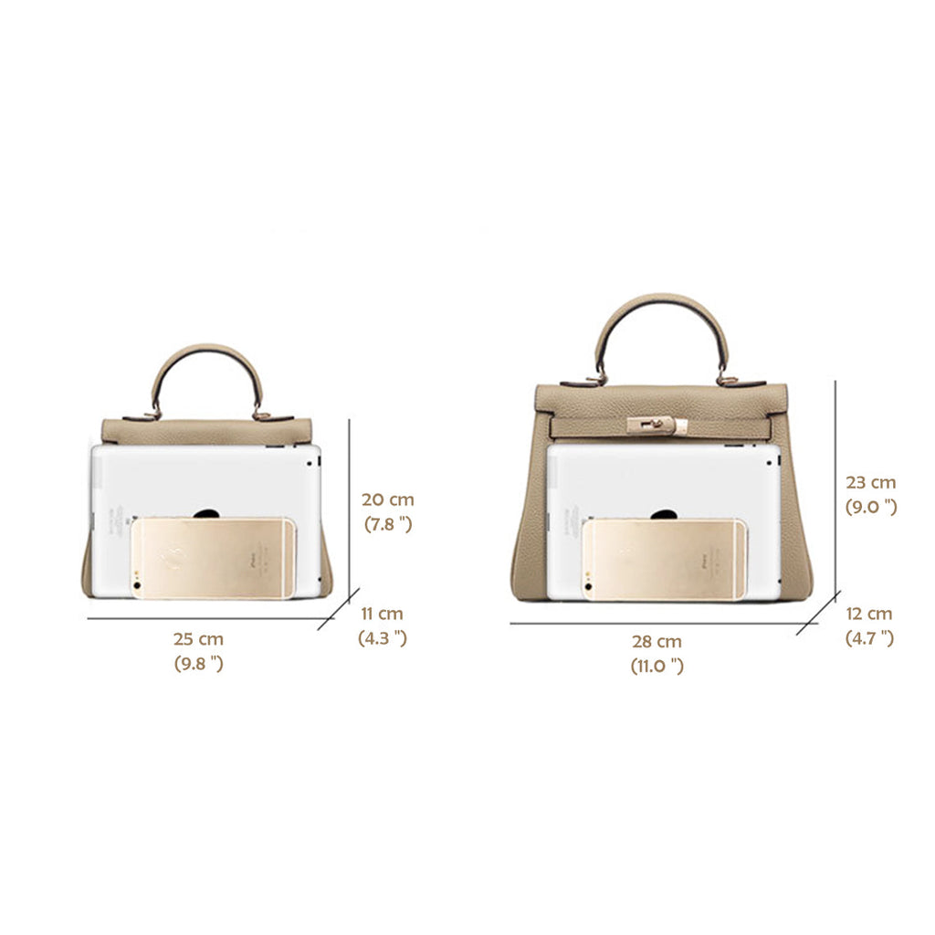 Designer Luxury Handbag Size | Inspired Kelly 25 & 30 Size - Wirkin™