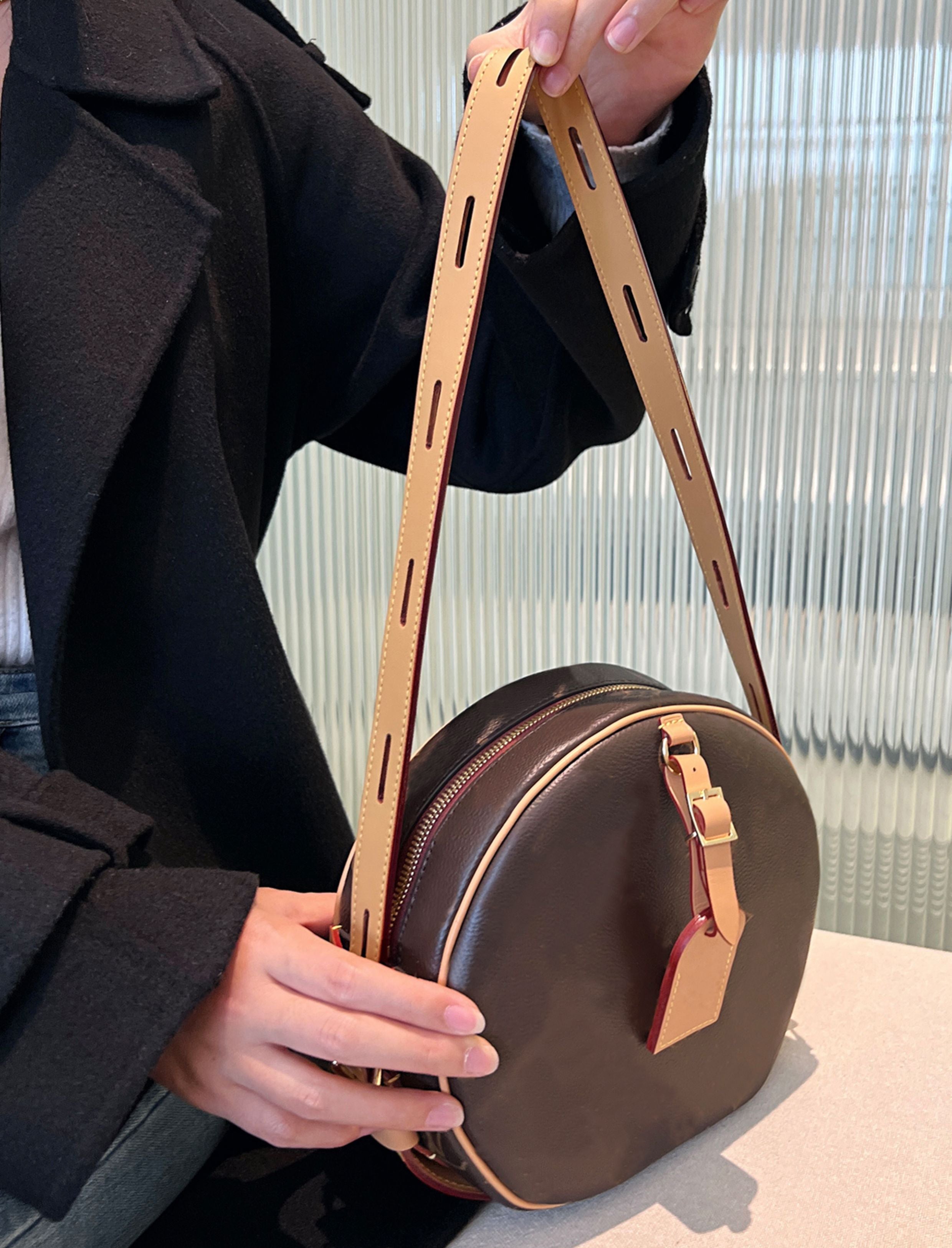 Petite Boîte Chapeau bag shoulder strap makeover, Vachetta Leather color-changing crossbody and underarm bag strap accessories