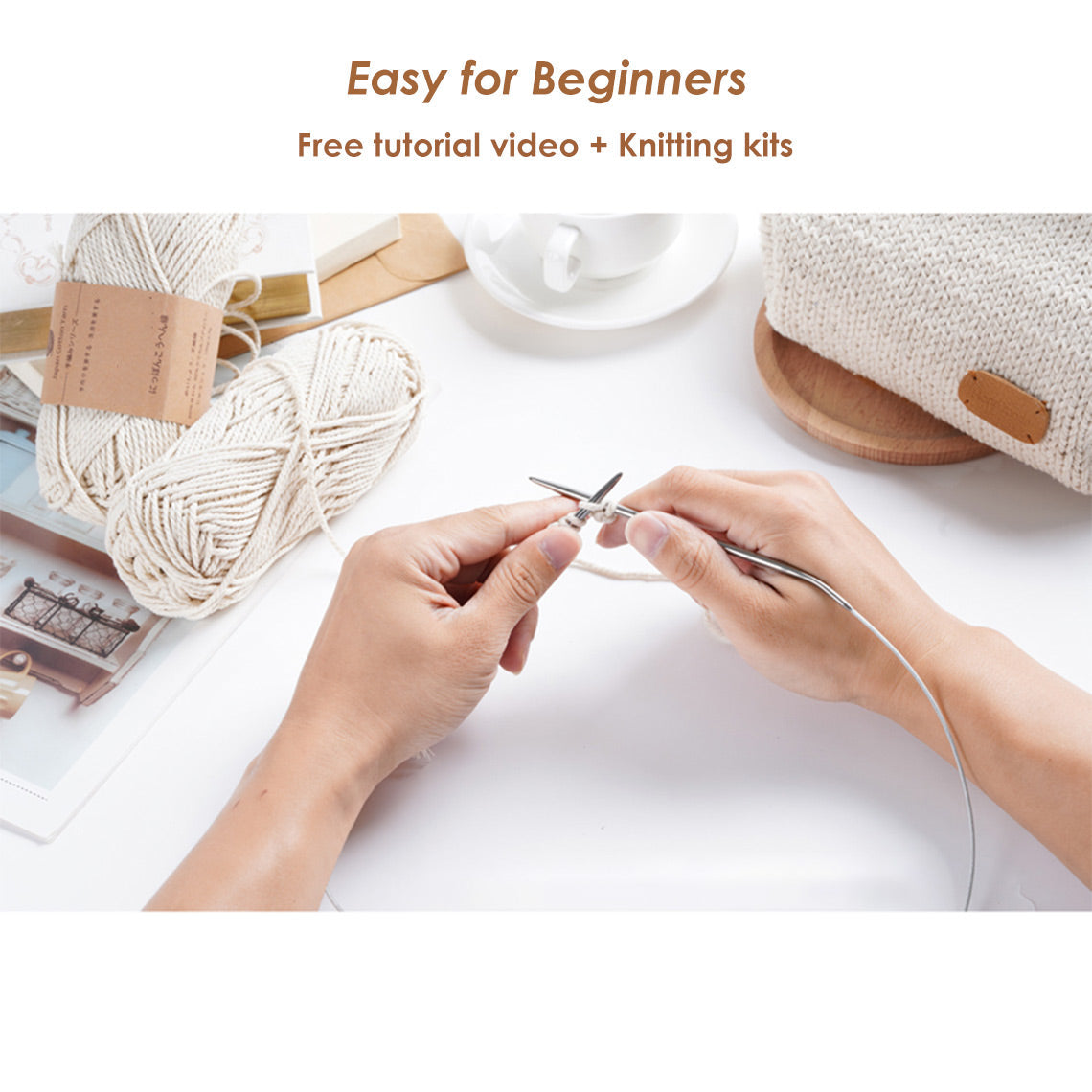 Knitting Kit Easy Project for Beginners, Kids, Adults | All Knitting Supplies Includes: Yarn, Needles, and Video Instruction - Wirkin™