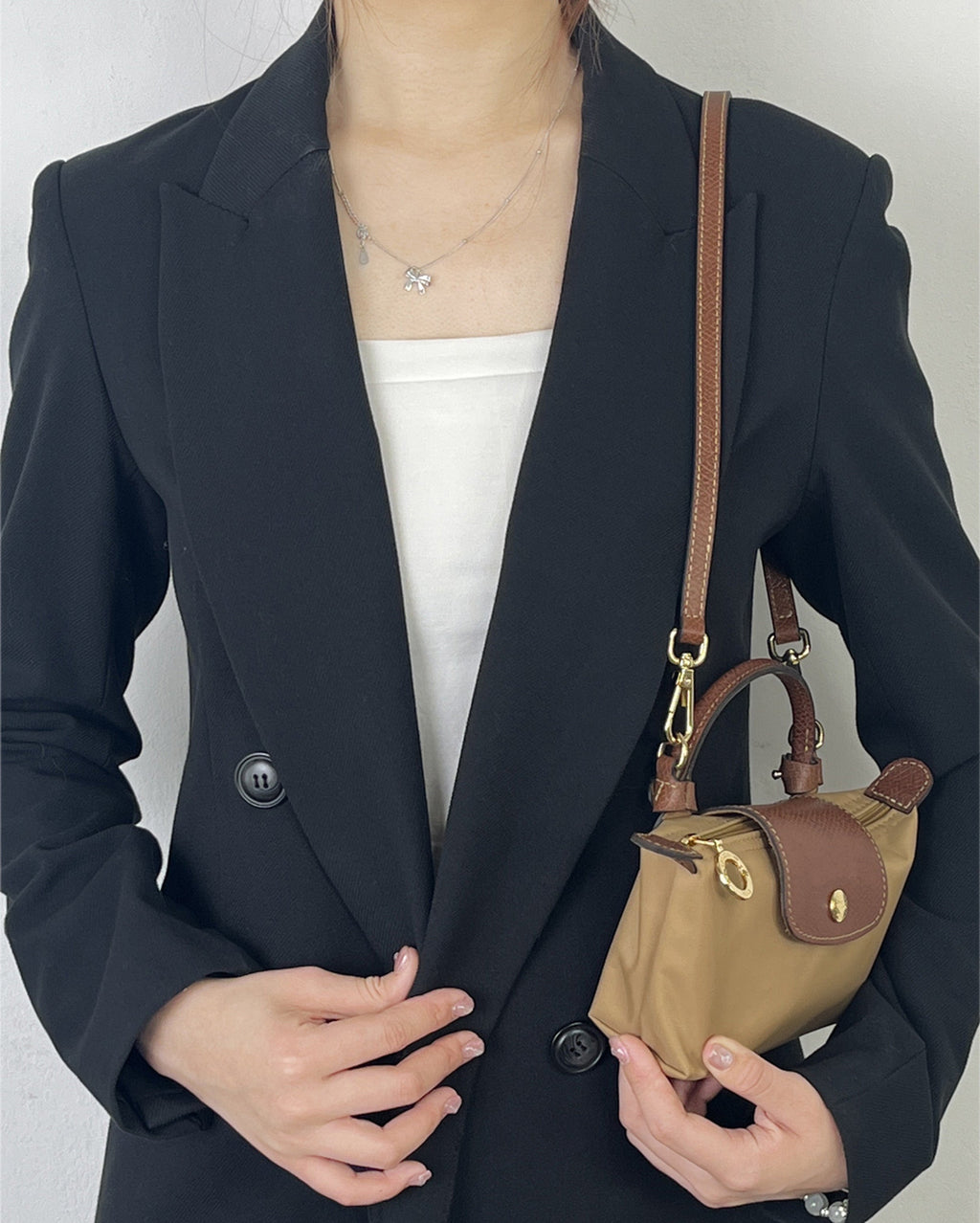 Mini Pliage Energy Bag Shoulder Strap, Short Handle Clutch with No-Hole Modification for Shoulder Bag