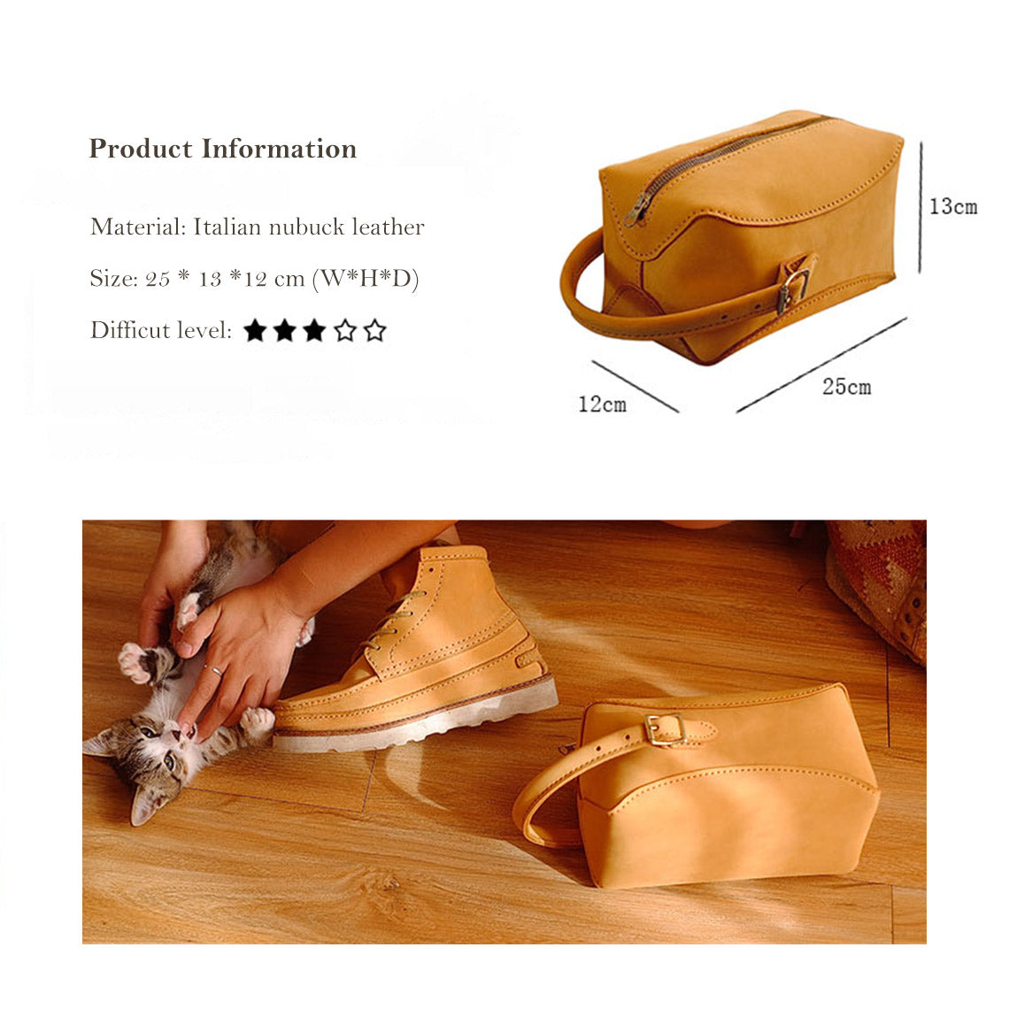 Large Leather Makeup Bag Toiletry Bag | DIY Toiletry Bag - Wirkin™