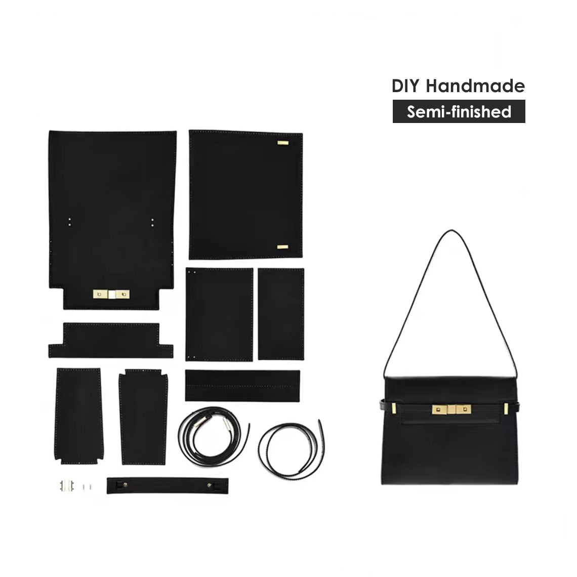 Designer Shoulder Bag Purse in Black for Women | DIY Handbag Kit - Wirkin™