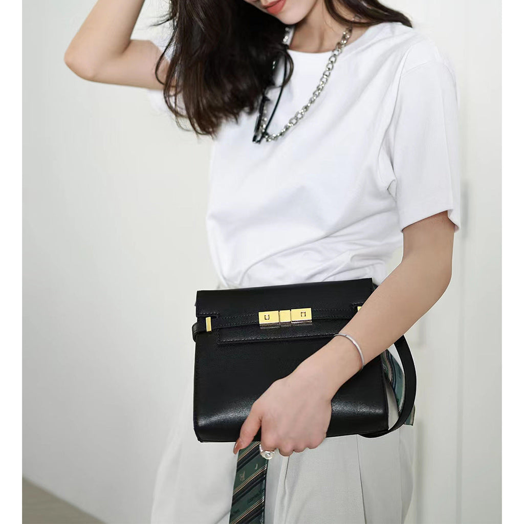 Medium Square Crossbody Handbag in Black | Handmade Women's Crossbody Bag - Wirkin™