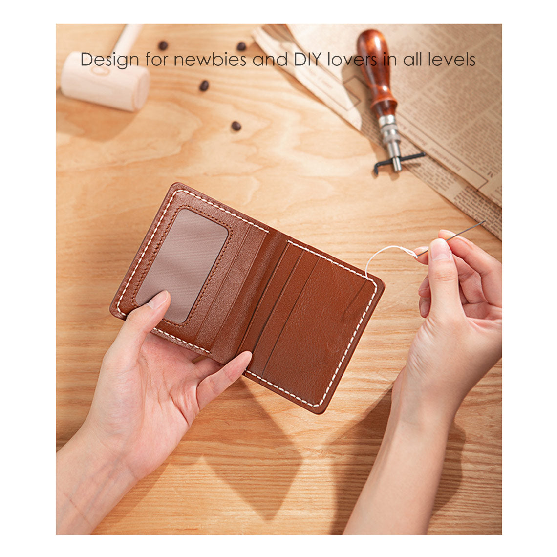 DIY Handmade Leather Wallet Kit Purse Credit Card Holder | Sew up Your Own Minimalist Wallet - Wirkin™