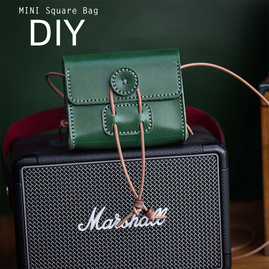 Green Leather Mini Square Bag DIY Making Kit | Genuine Leather Small Bag Green - Wirkin™