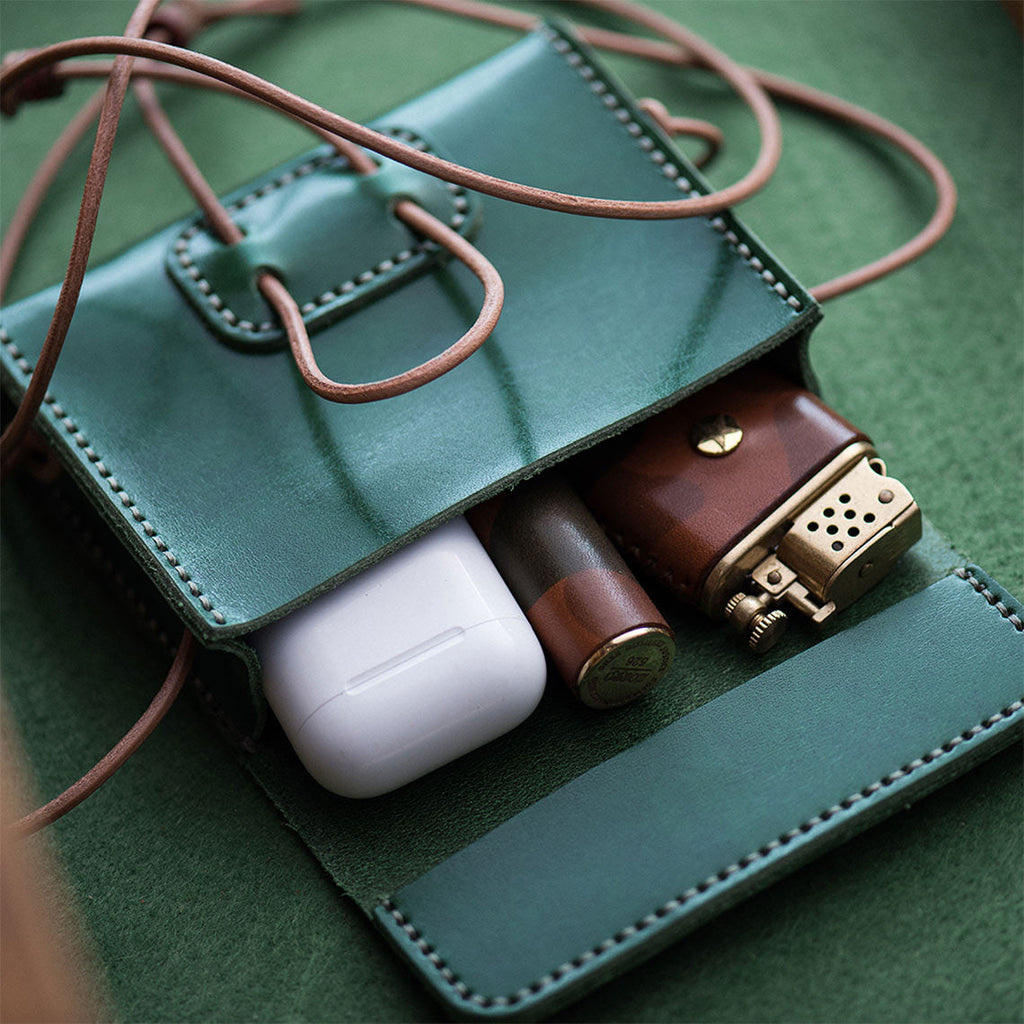 Size of Small Square Leather Bag | Vintage Style Hand Sewn Bag - Wirkin™