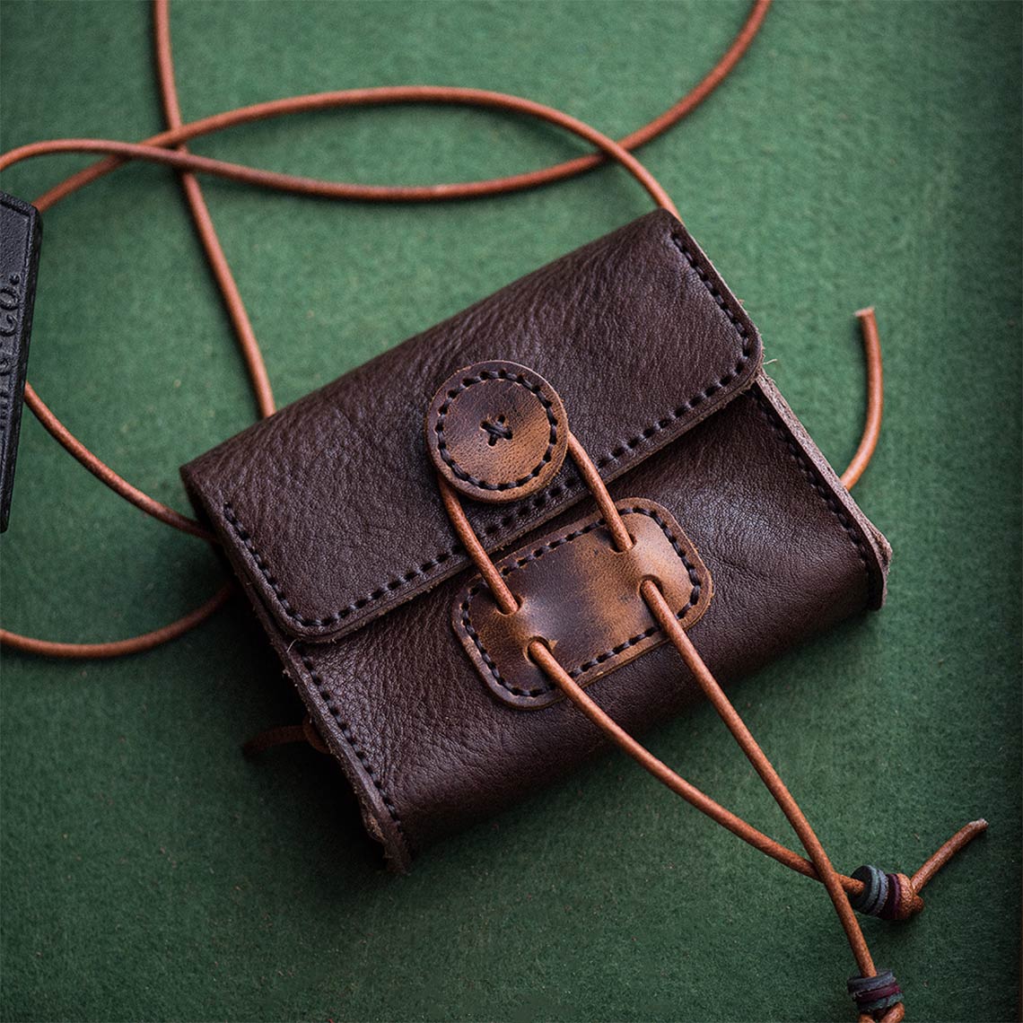 Distressed Look Brown Leather Mini Square Bag for Women and Men | Vintage Style Genuine Leather Bag Handmade - Wirkin™