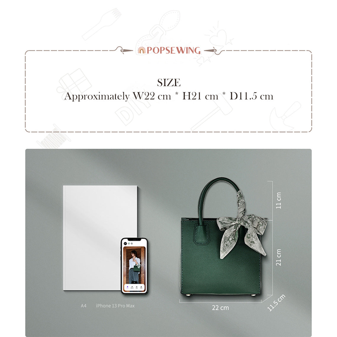 DIY Leather Tote Bag Making Kit | Handsewn Tote Bag Size - Wirkin™