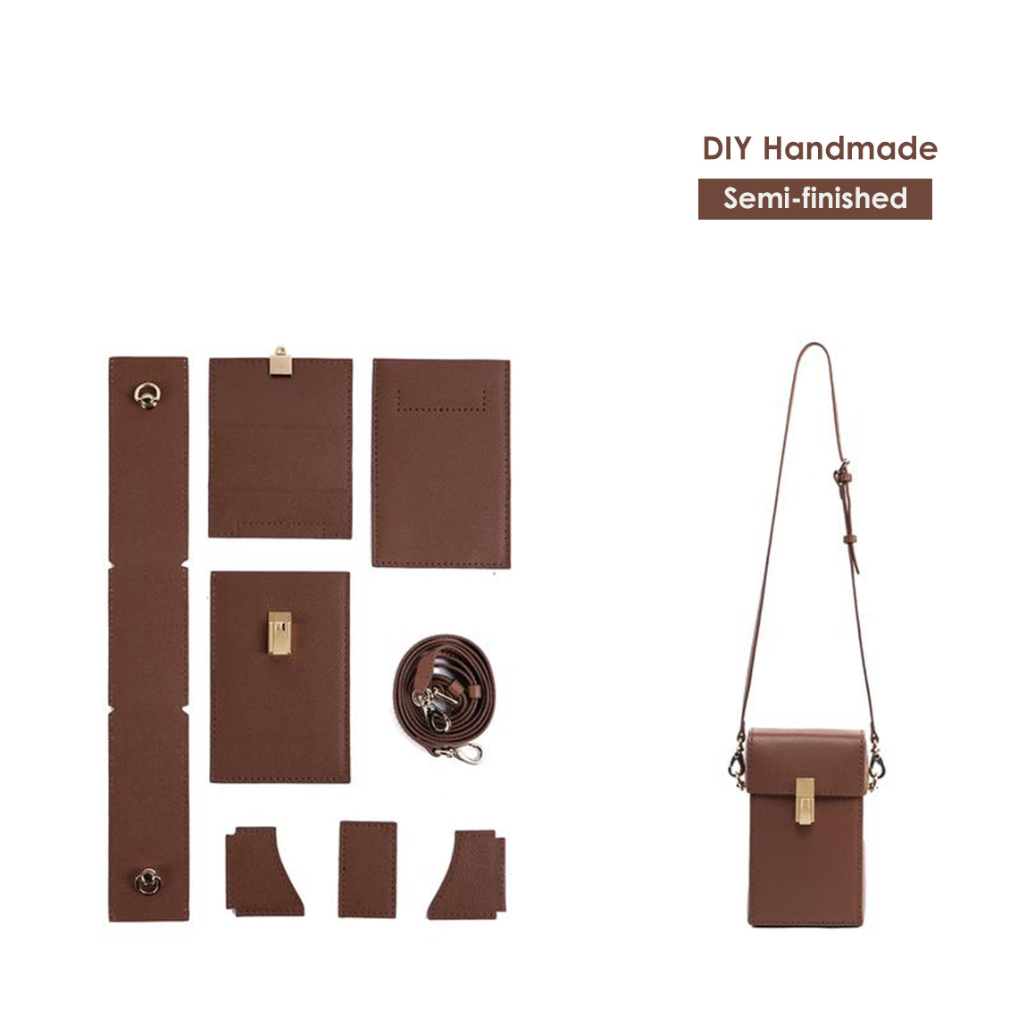 Leather Phone Bag DIY Kit - Blue Pink Blue Brown Purple | Wirkin™