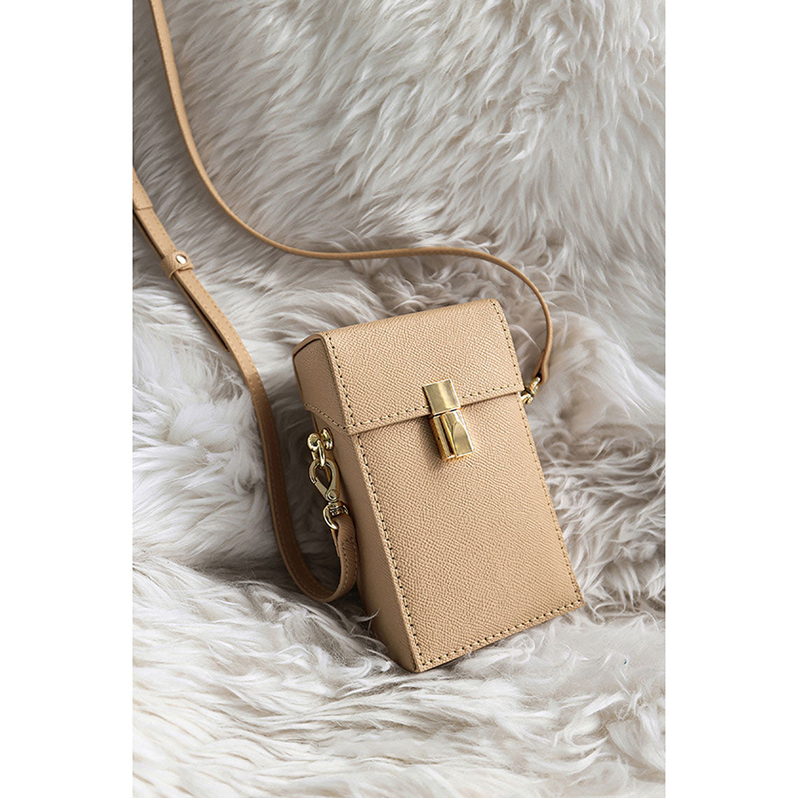 Leather Phone Bag in Beige | Small Crossbody Bag DIY Kit - Wirkin™