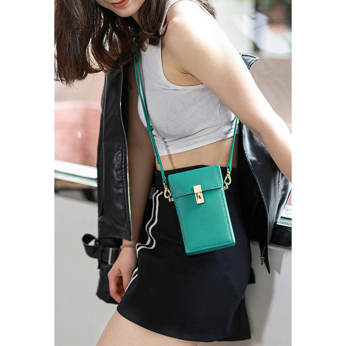 Leather Phone Bag in Green | Small Crossbody Bag DIY Kit - Wirkin™