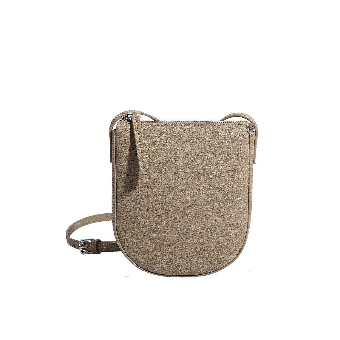 Leather Phone Crossbody Bag | Top Zipper Small Leather Bag Taupe - Wirkin™