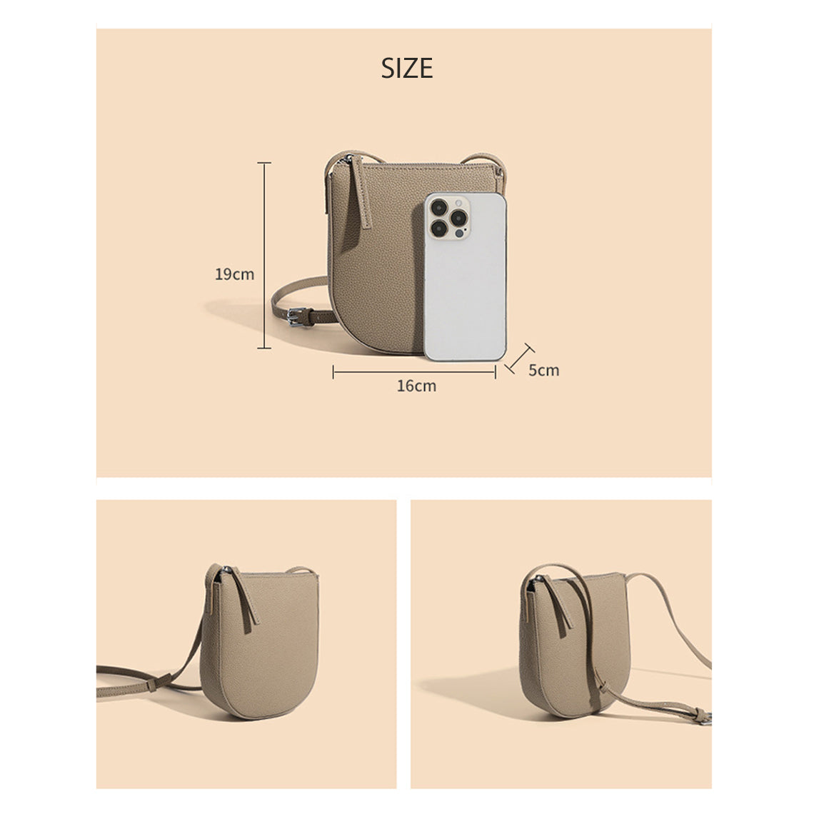Leather Cellphone Crossbody Bag Size | Leather Phone Purse Crossbody - Wirkin™