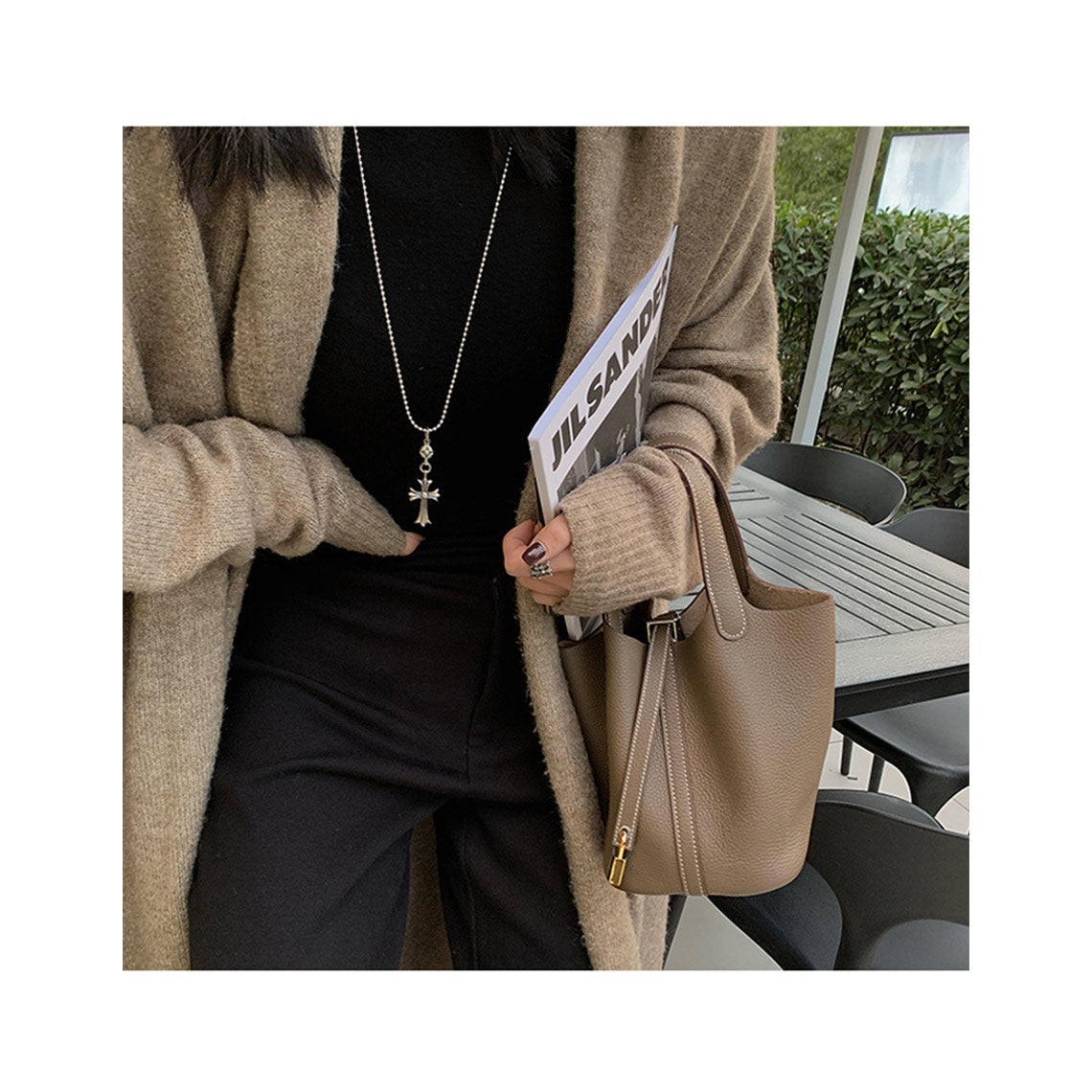 Taupe Leather Tote Handbag | Replica Inspired Picotin Lock Handbag - Wirkin™