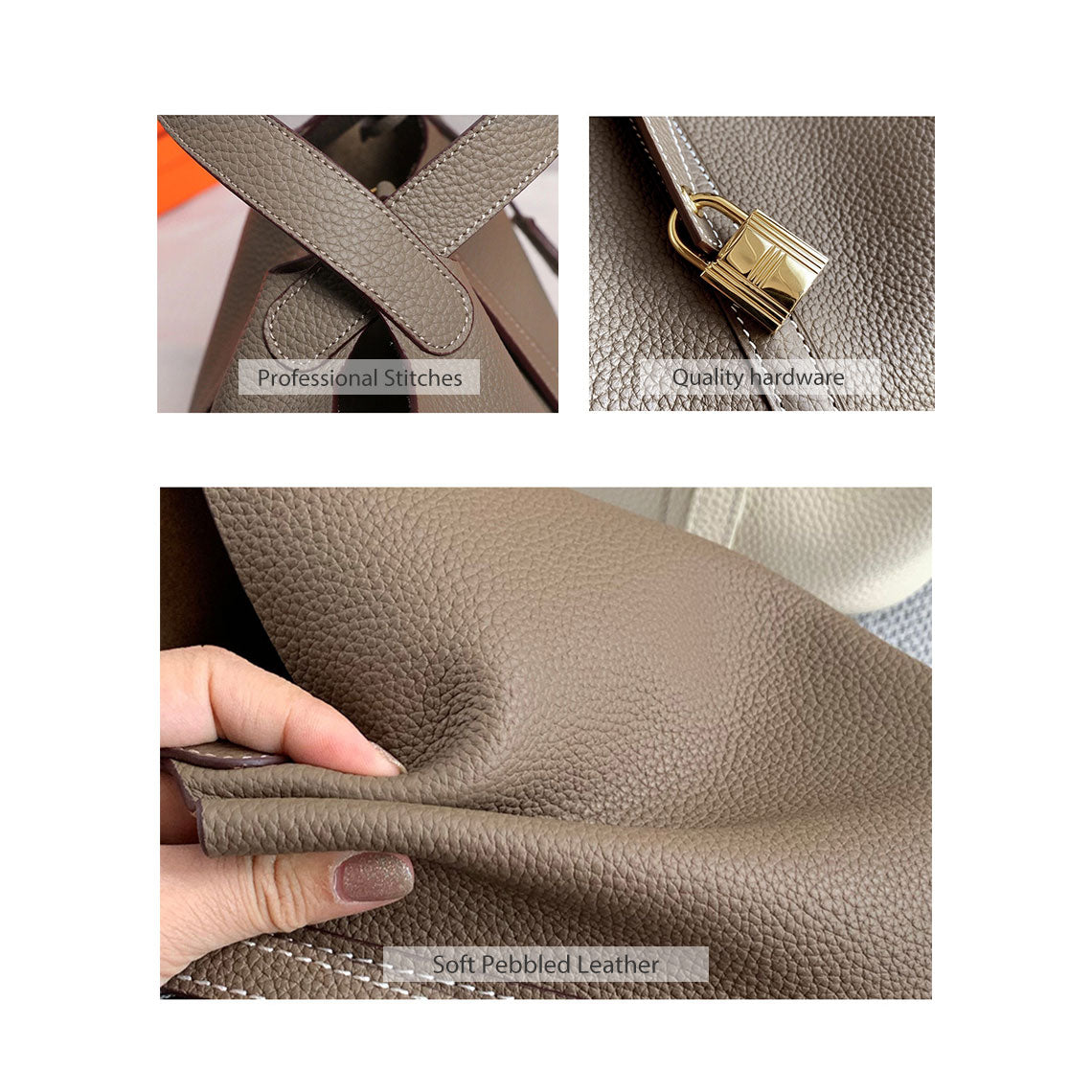 Taupe Leather Tote Bag | Replica Picotin Lock Bag Taupe - Wirkin™