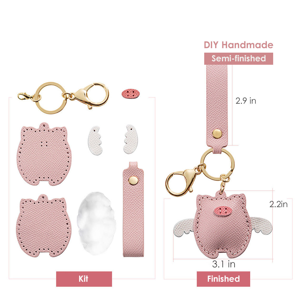 Wirkin™ Top Grain Leather Flying Pig Keychain DIY Kit  DIY Keychain