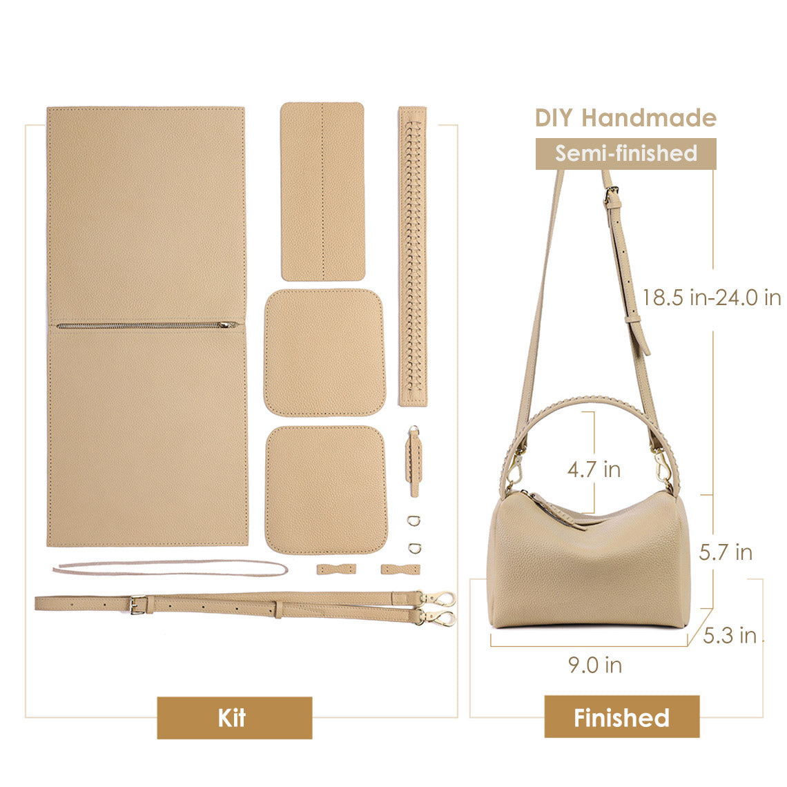 Wirkin® Top Grain Leather Design Pillow Bag DIY Kit