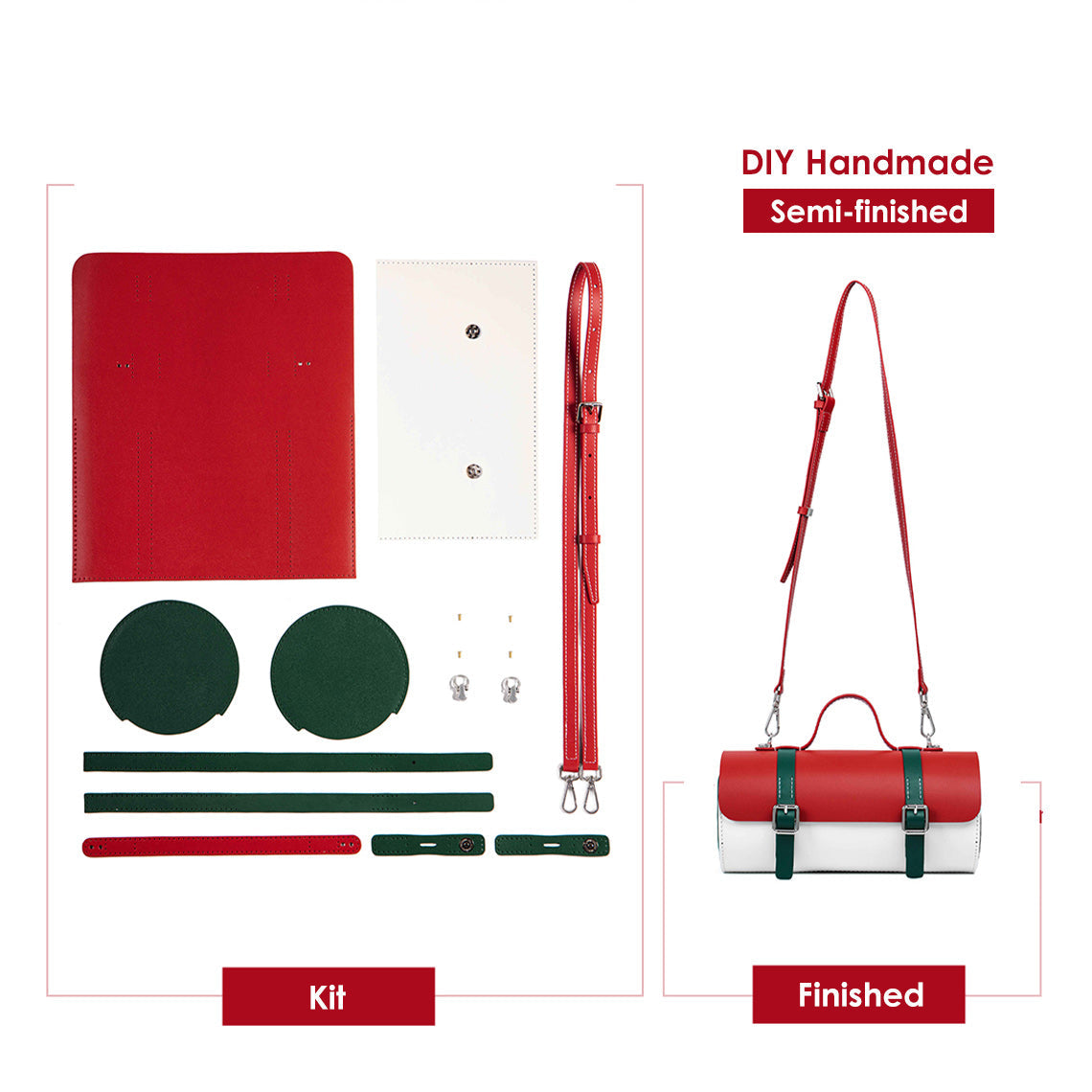 Round Leather Satchel DIY kit | Christmas Gift Bag for Her - Wirkin™