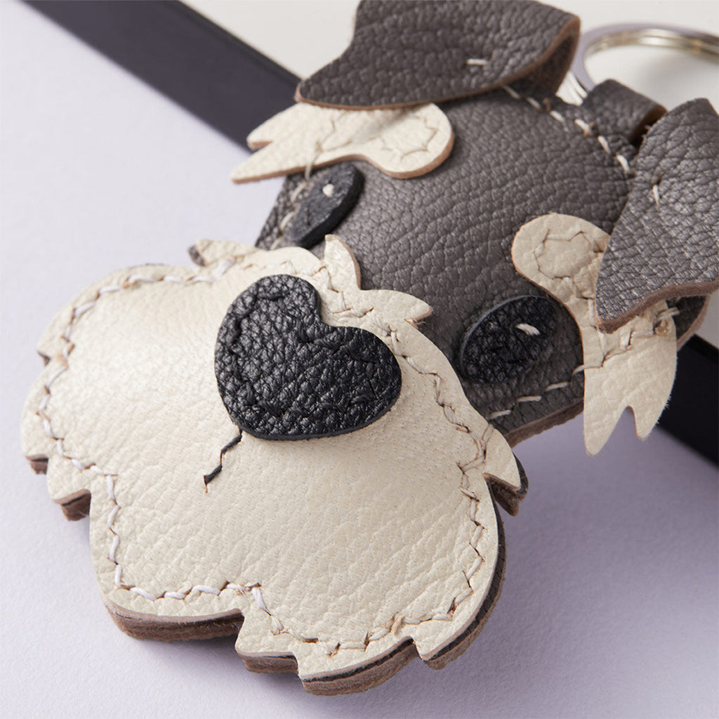 Cute Schnauzer Dog Keychain Leather | Made by You Leather Dog Charm Kit - Wirkin™