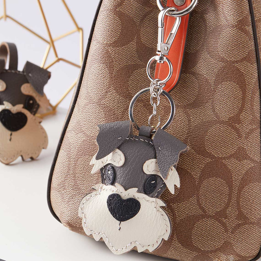 DIY Leather Bag Accessories | Kawaii Schnauzer Dog Design Charm Custom Dog Keychain - Wirkin™