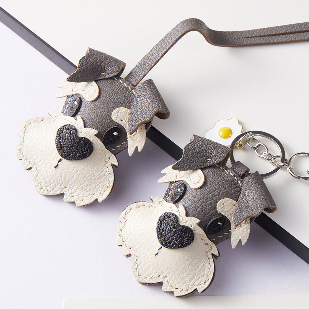DIY Leather Bag Accessories | Kawaii Schnauzer Dog Design Charm Personalized Dog Keychain - Wirkin™