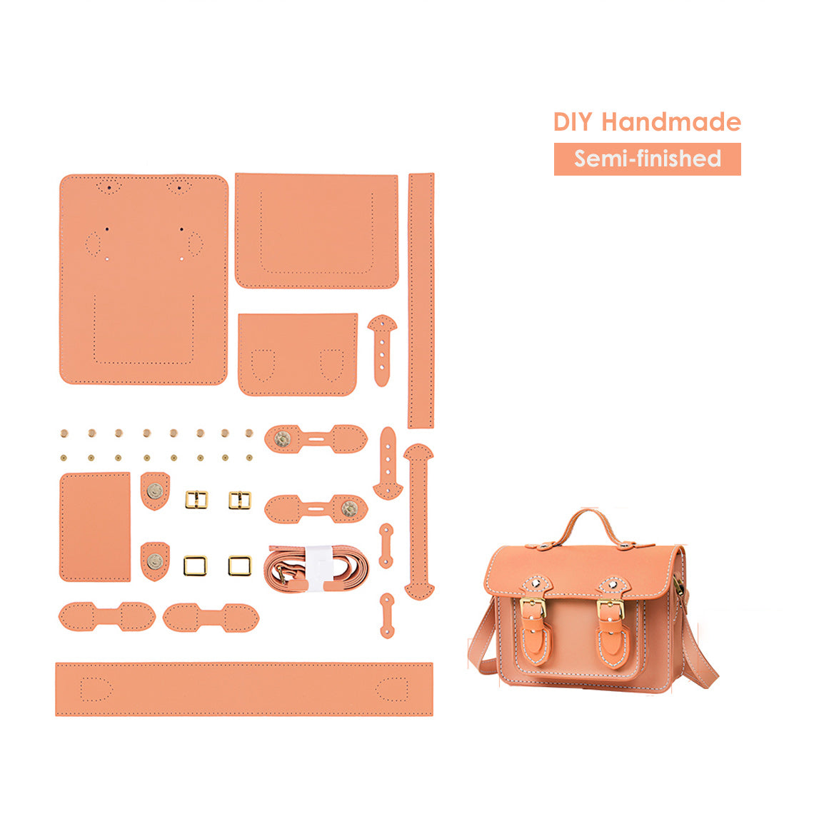 Women Small Fashion Leather Crossbody Bag DIY Kit | Orange | Wirkin™ 